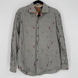 ROBERT GRAHAM STRIPED PAISLEY LONG SLEEVE BUTTON UP SHIRT MEDIUM